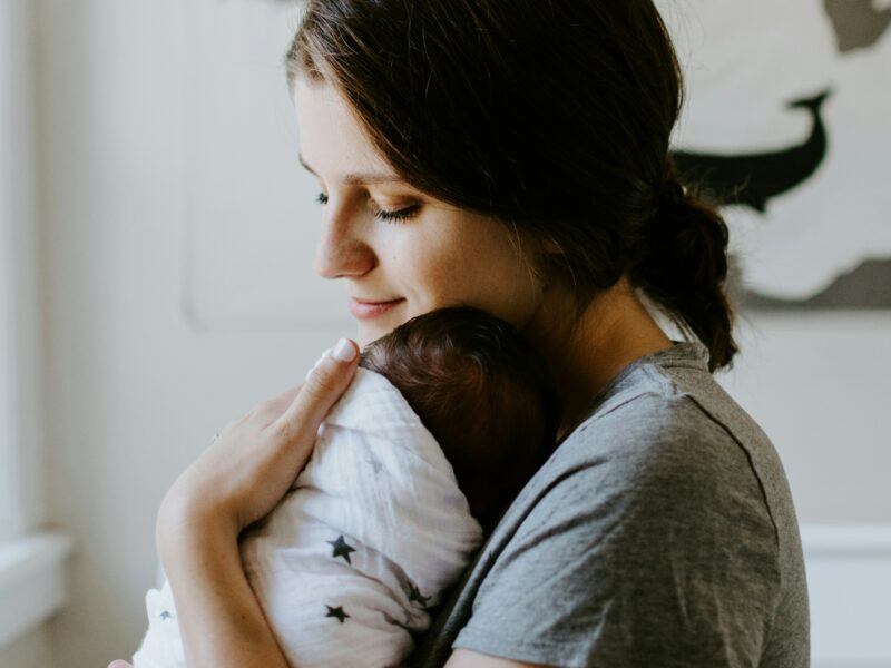 Mom holding baby